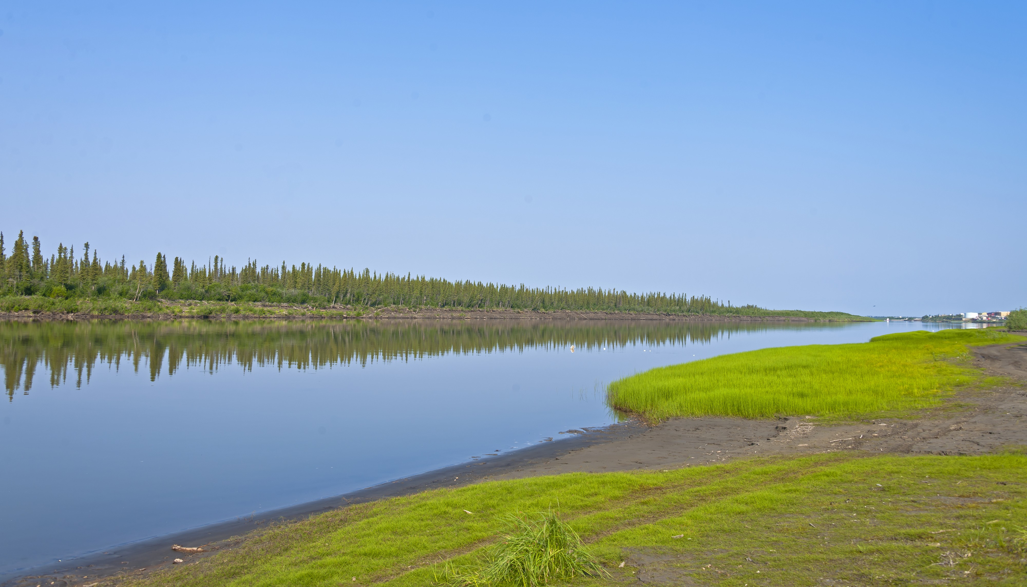 Mackenzie River east channel at Tuktoyaktuk Winter Road junction