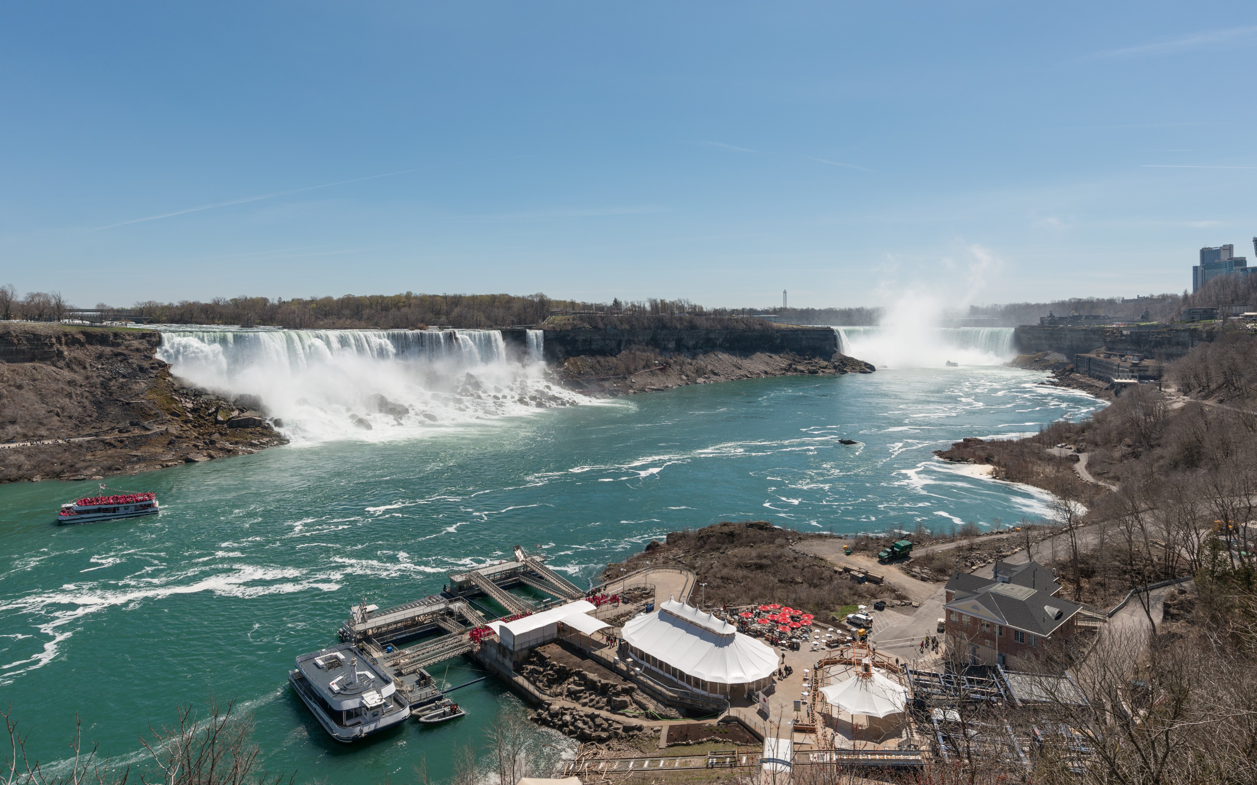 Niagara Falls and cruise terminal, North view 20170418 1