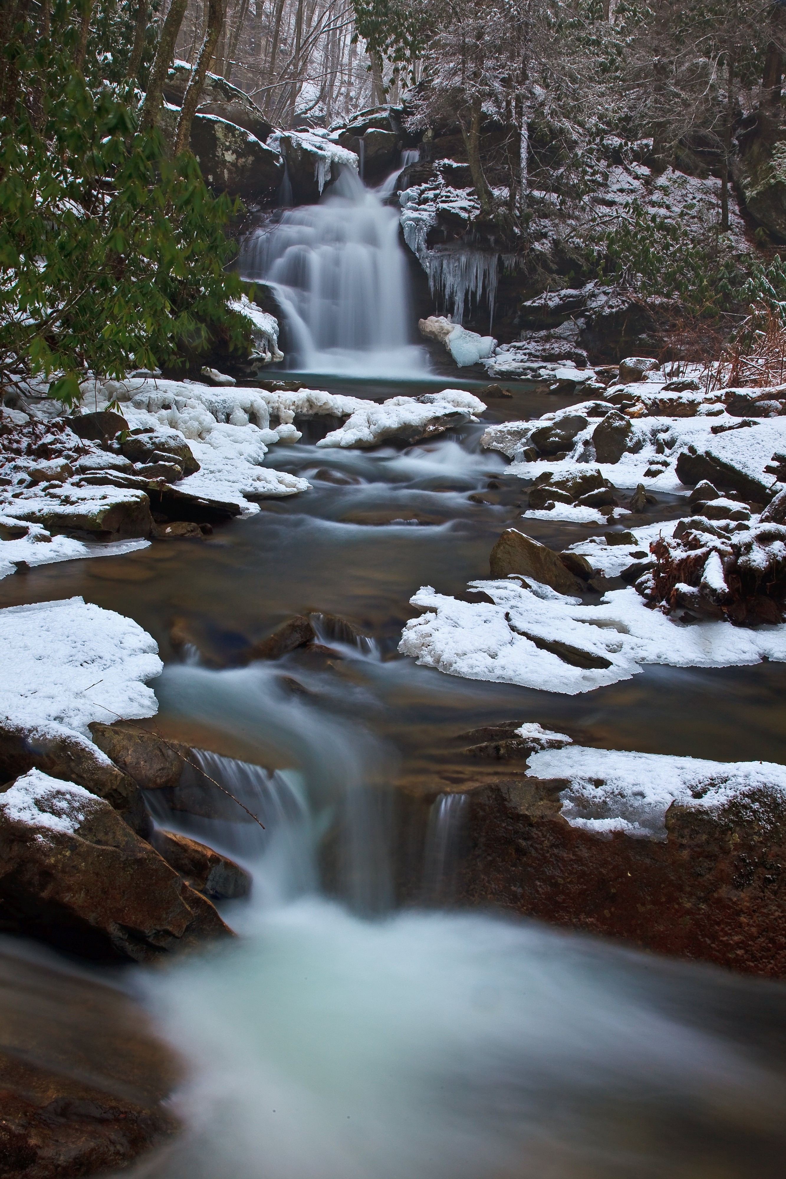 Winter-creek-waterfall-landscape-scene - West Virginia - ForestWander