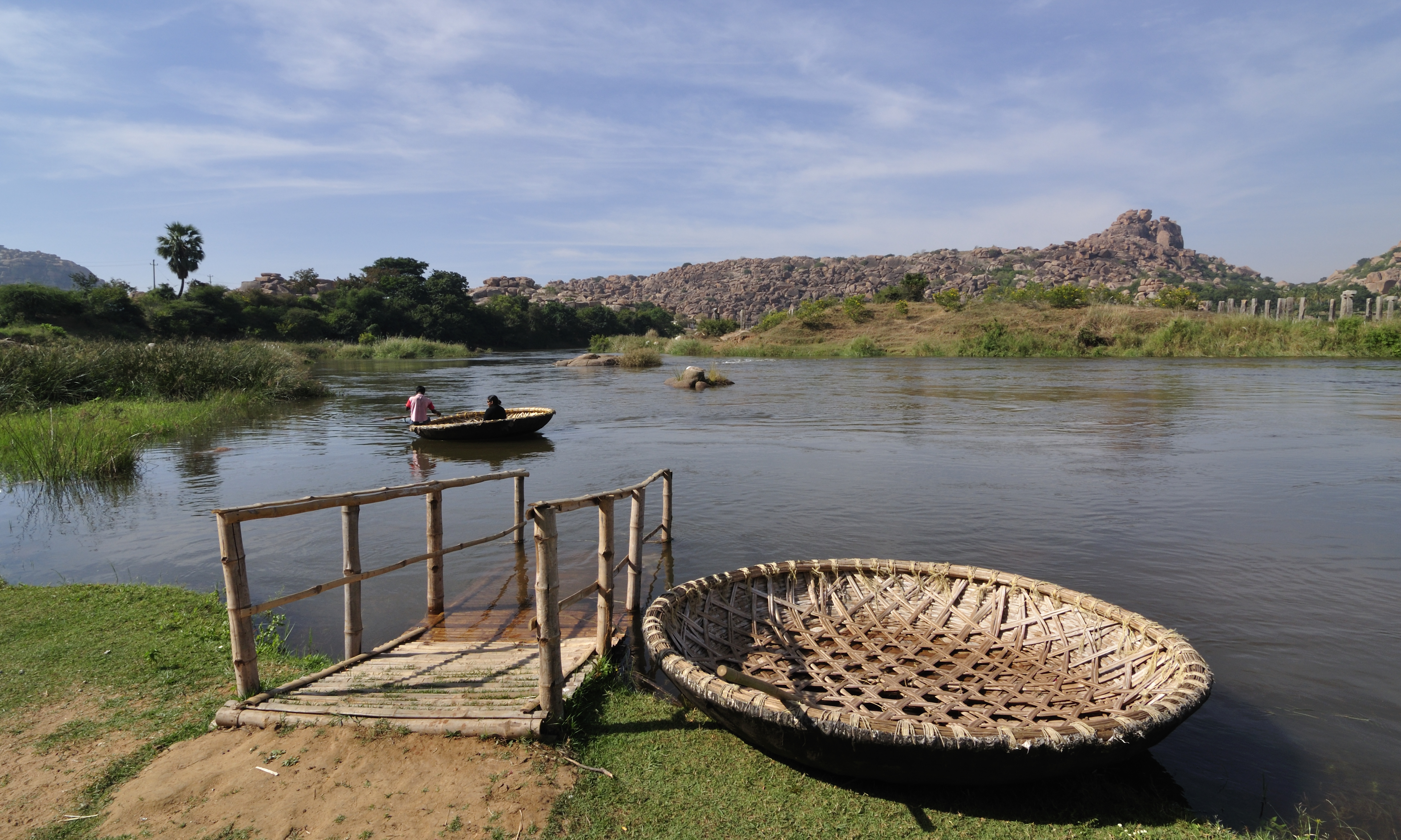 Tungabhadra River and Coracle Boats