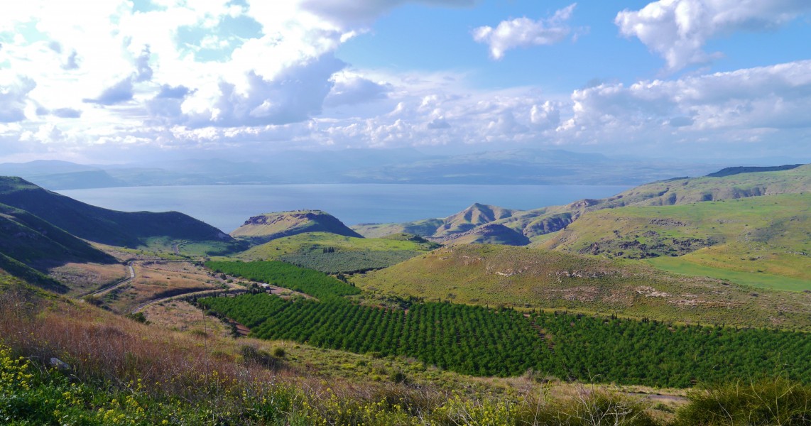 Golan Hights Blick von den Golanhöhen auf den See Genezareth 3