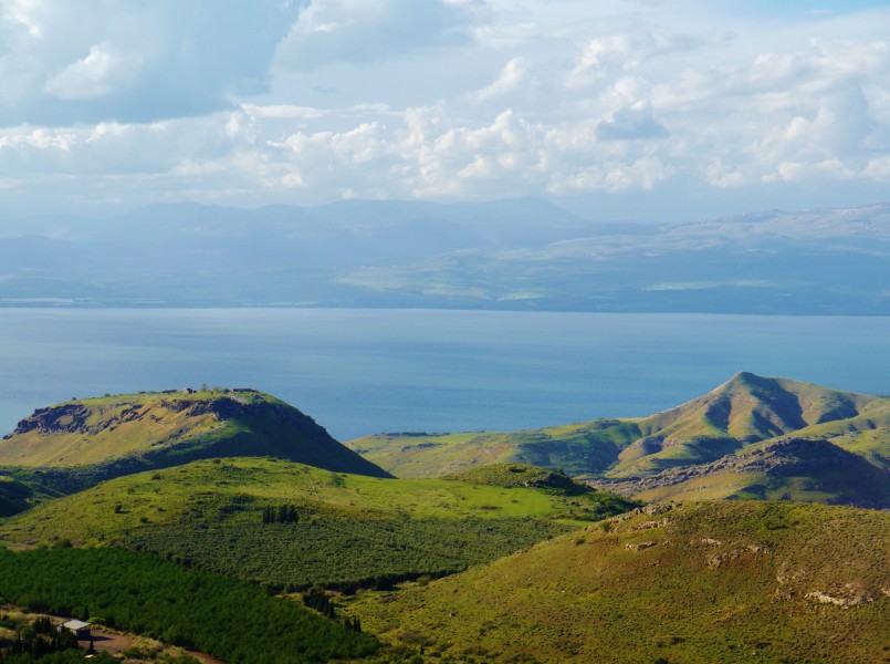 Golan Hights Blick von den Golanhöhen auf den See Genezareth 4