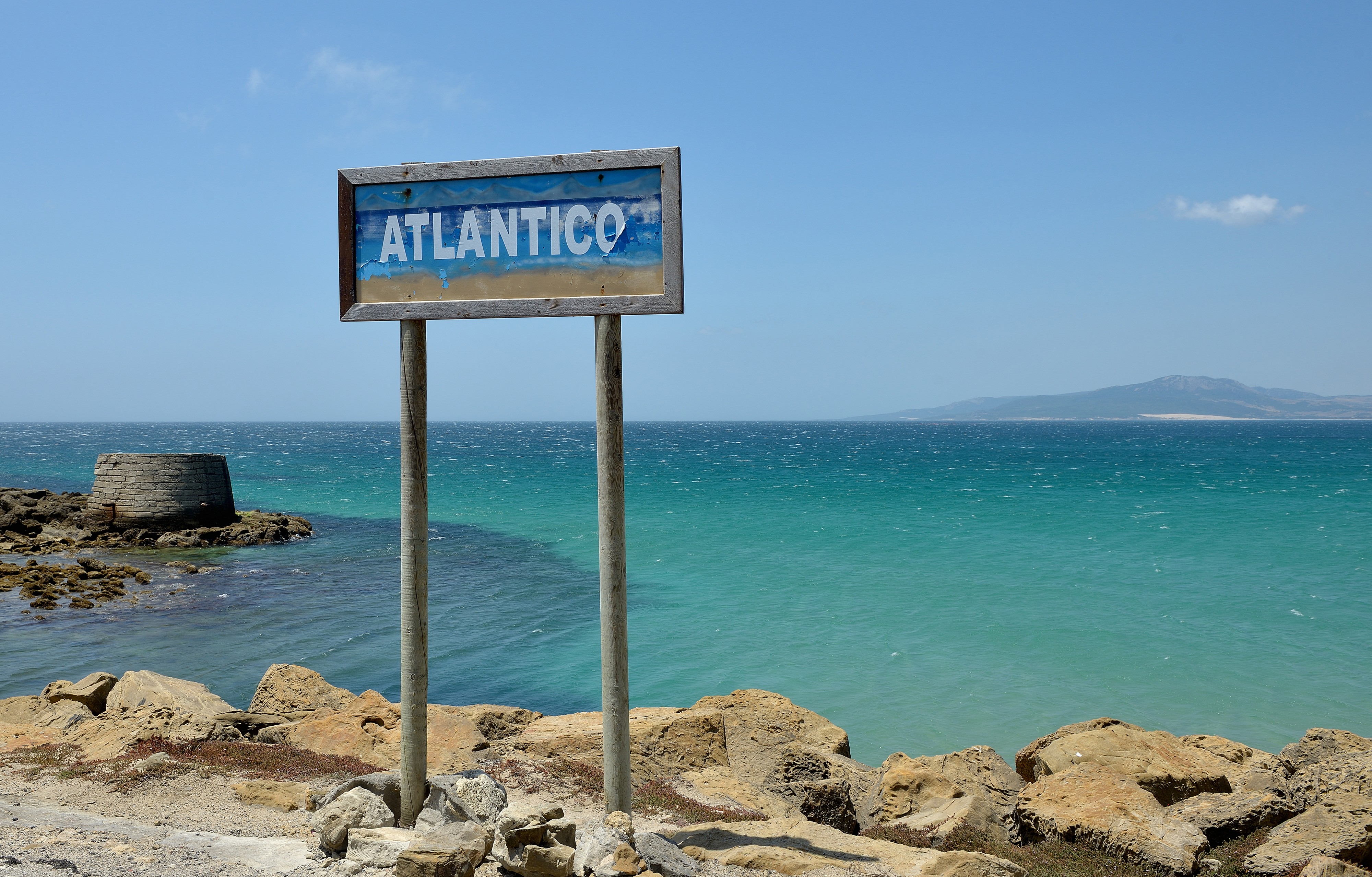 Atlantico sign at Punta de Tarifa