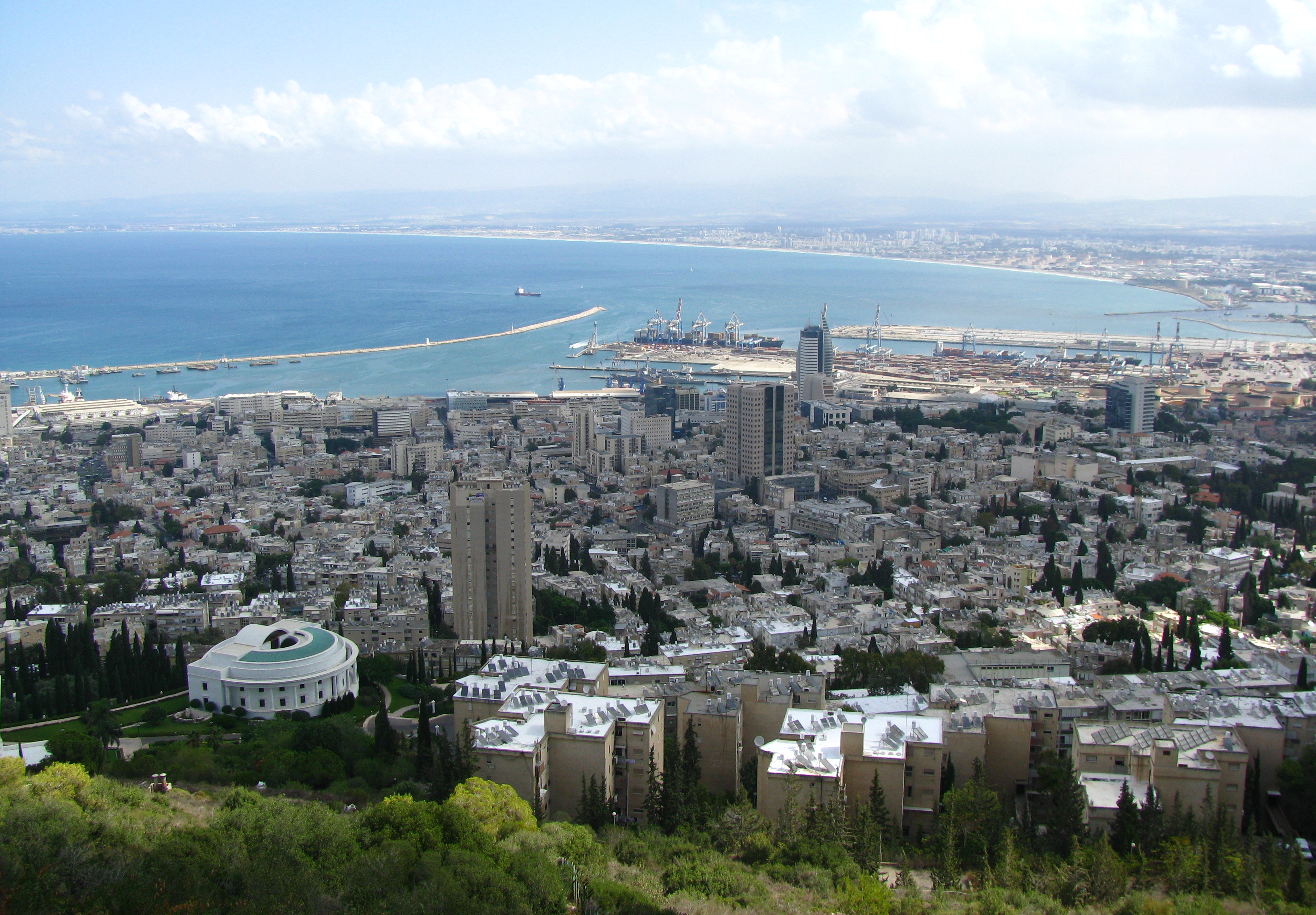 View of Haifa downtown and bay