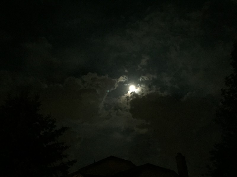 2015-06-01 00 44 53 View of the moon and clouds at night on Kinross Circle in the Chantilly Highlands section of Oak Hill, Fairfax County, Virginia