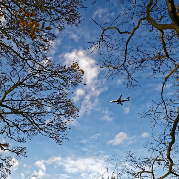 Airplane over Broxted Essex England - Ryanair approaching Stansted