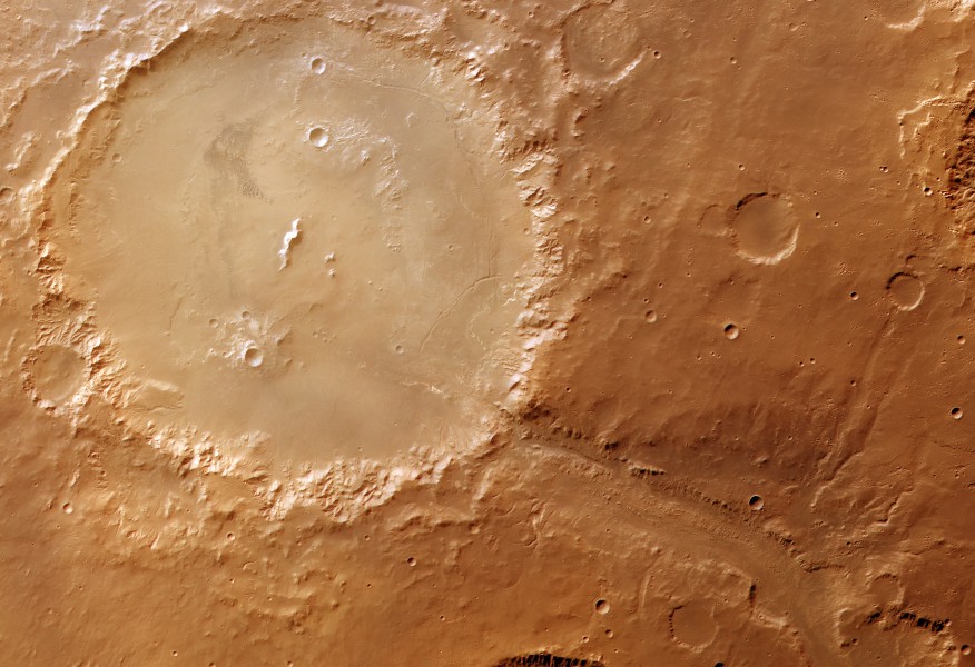 Colour image of Holden and Uzboi Vallis