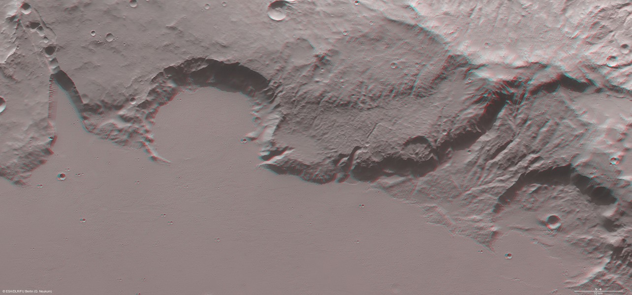 Mangala Fossae in 3-D ESA219172
