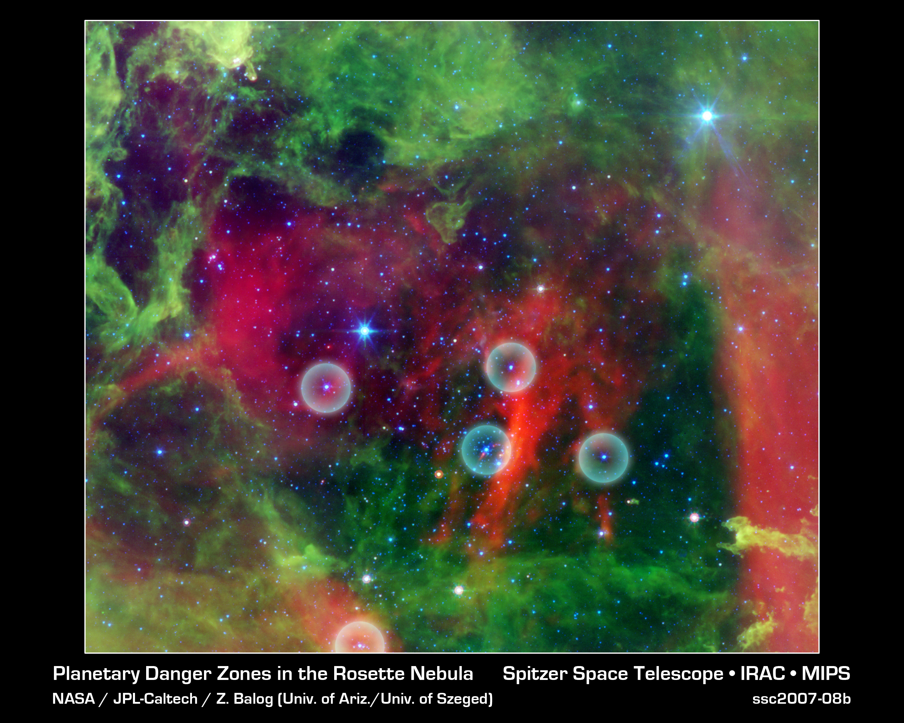 Planetary Danger Zones in the Rosette Nebula