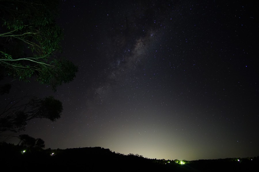 City lights blend into the starry sky