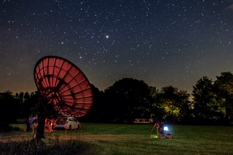 Custer Observatory Southold New York USA - Radio Telescope and Jupiter