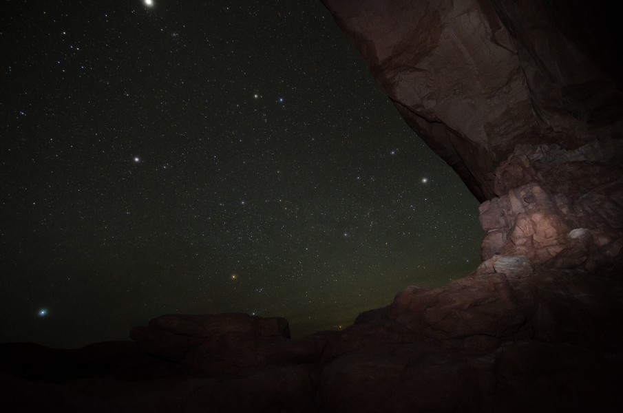 Night sky through the North Window - Arches National Park - Grand County, Utah, USA - 10 April 2015