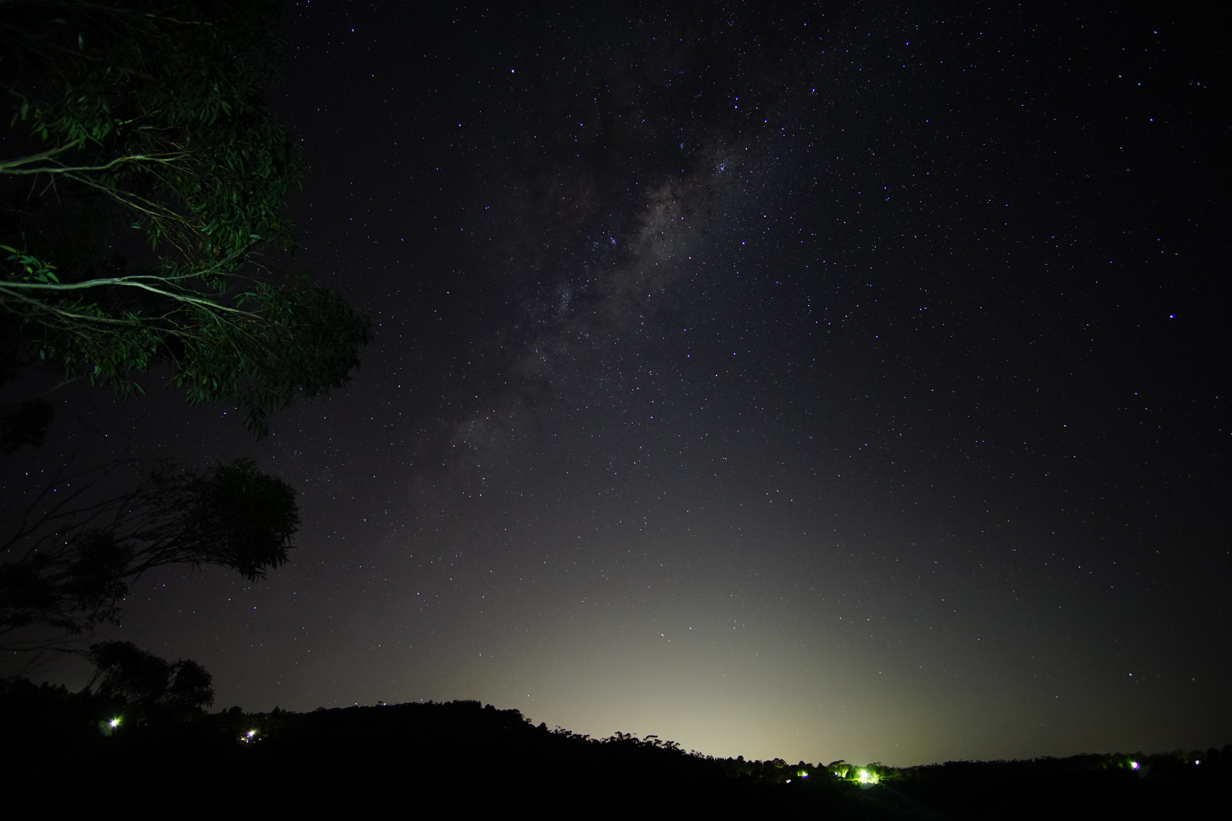 City lights blend into the starry sky