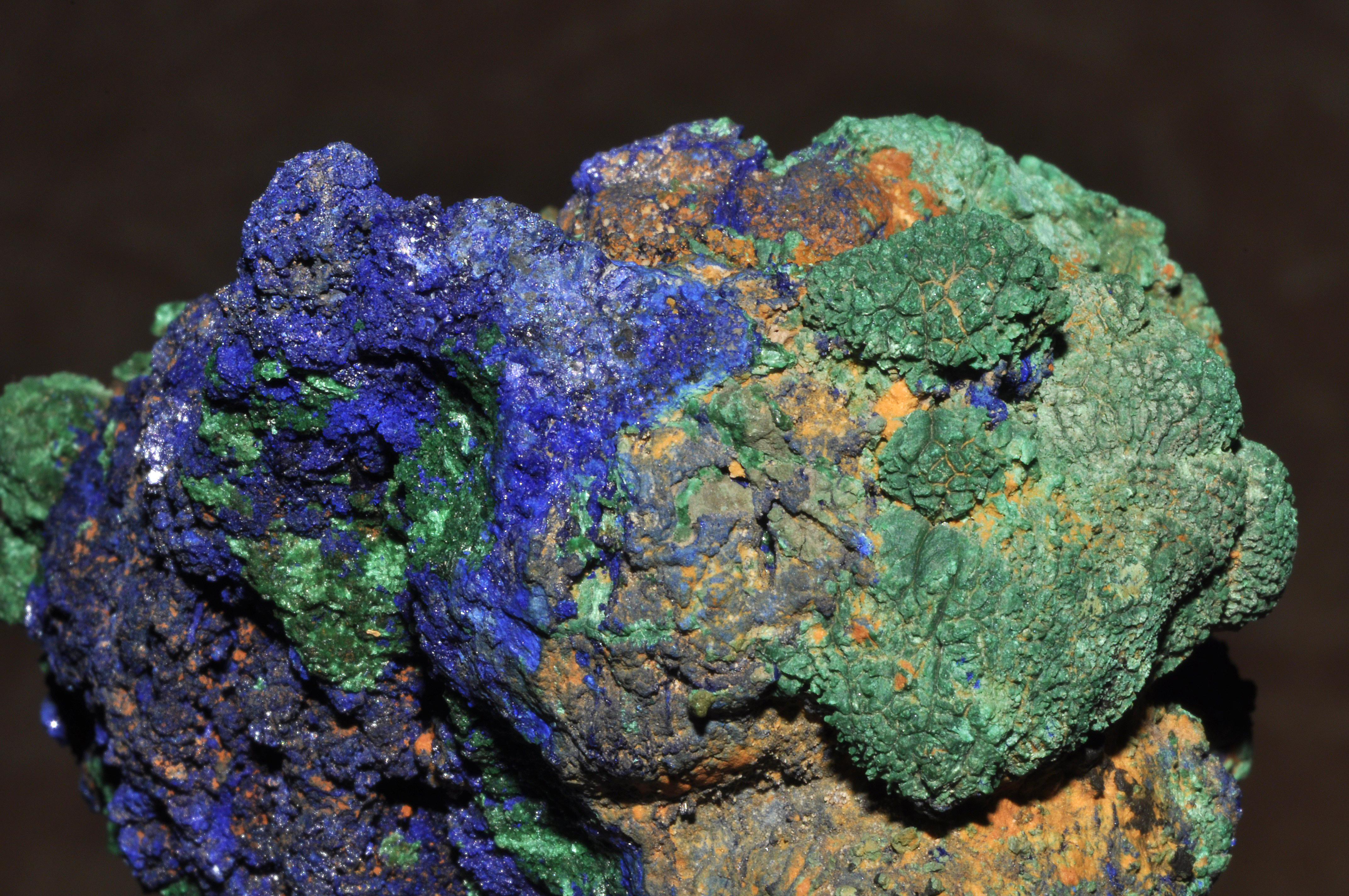 Azurite et malachite sur cuivre 3(Maroc)