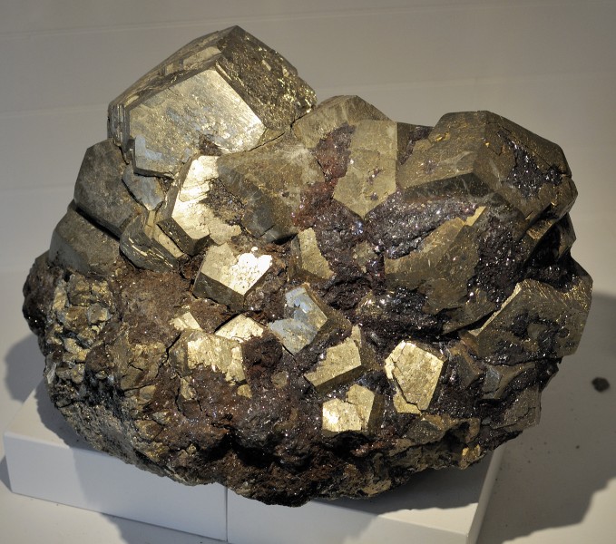 Harvard Museum of Natural History. Pyrite. Elba, Livorno, Tuscany, Italy (DerHexer) 2012-07-20
