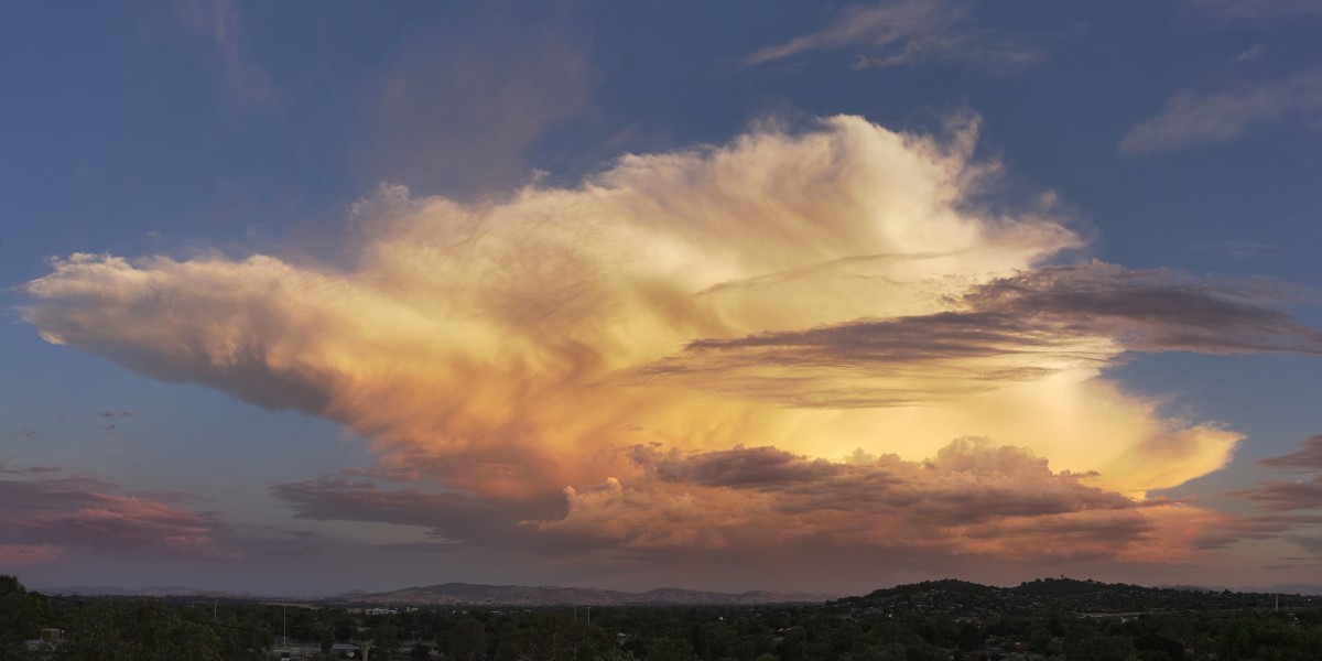 Cumulonimbus sunset panorama, Albury NSW Australia