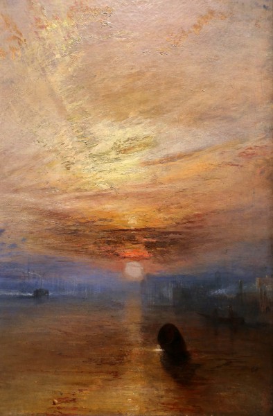 Jmw turner, la valorosa temeraire trainata verso il suo ultimo viaggio per la demolizione, 1839, 03 tramonto