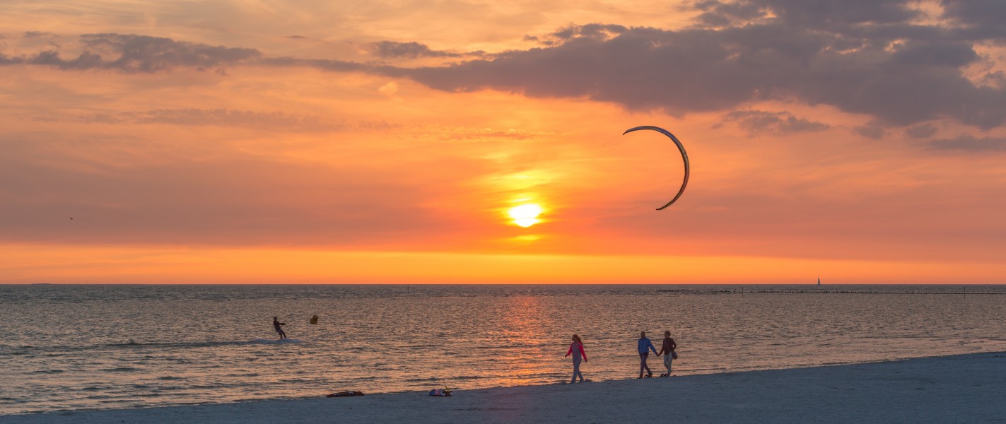 Kitesurfer at sunset, Workum, may 2017