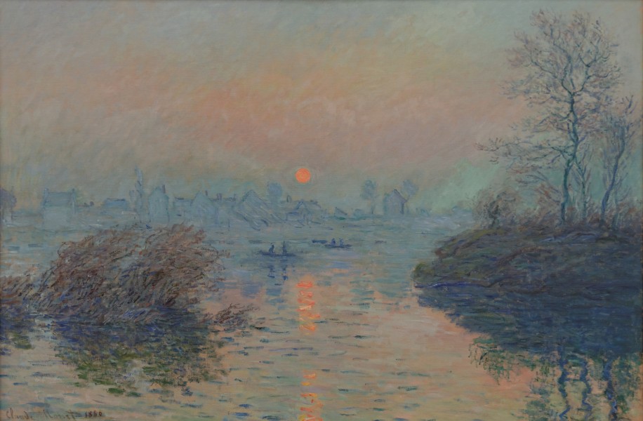 Soleil couchant sur la seine à Lavacourt, effet d'hiver - Claude Monet
