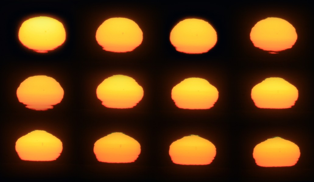 Sunset mirage,sunspot mirage, green rim and green flash 9-27-10