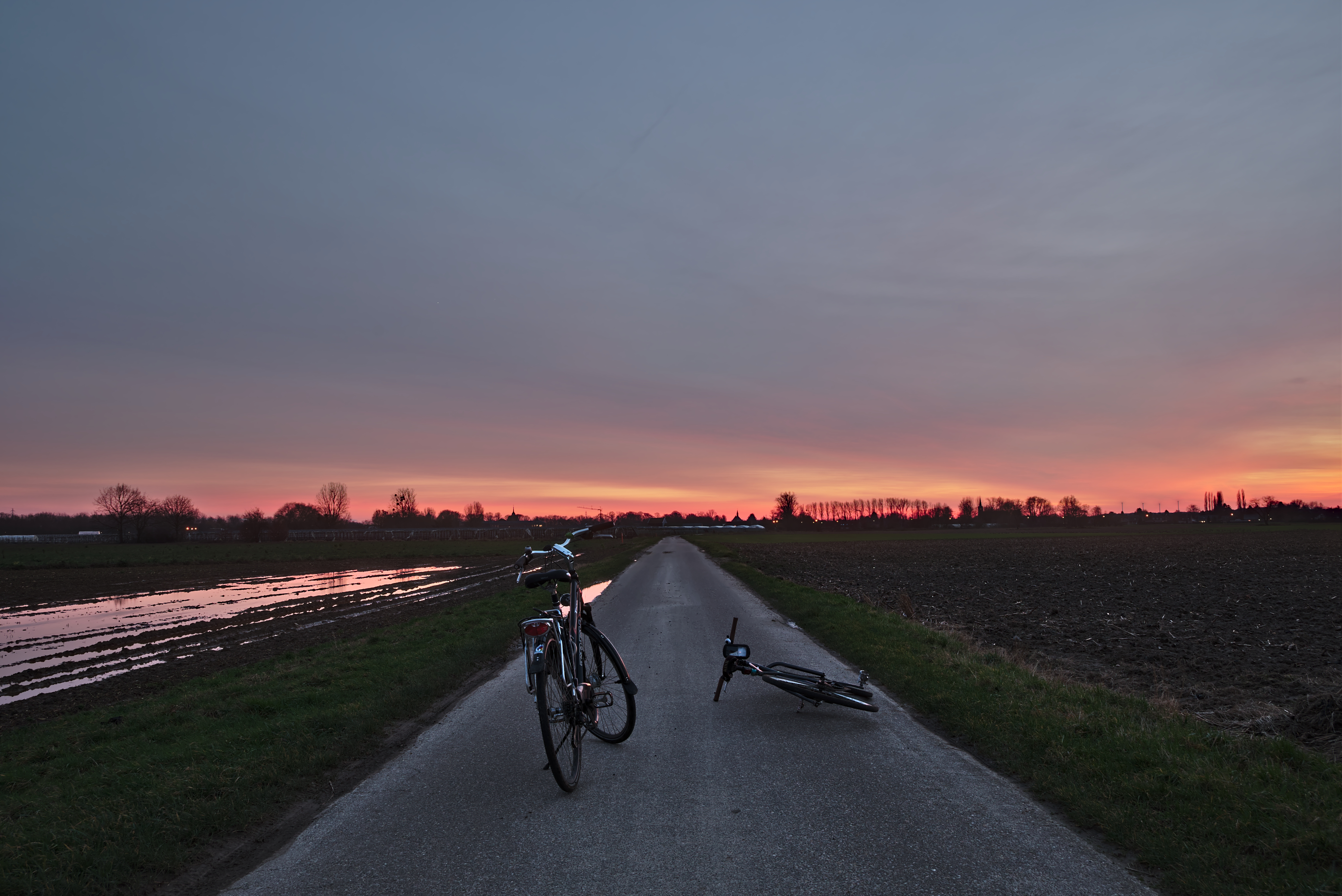Sunset (civil twilight) in Maasmechelen, Belgium (DSCF3215-hdr)
