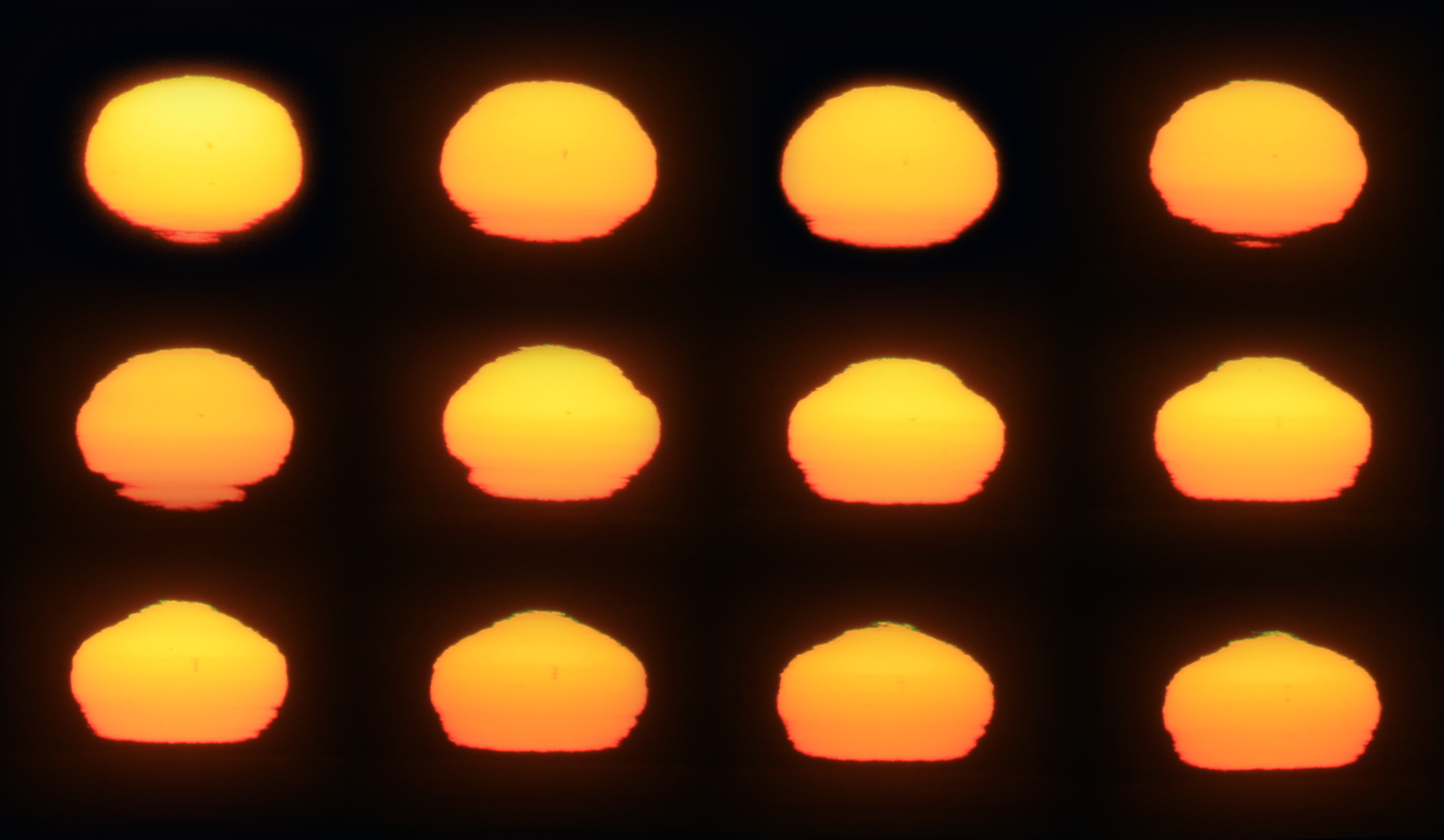 Sunset mirage,sunspot mirage, green rim and green flash 9-27-10