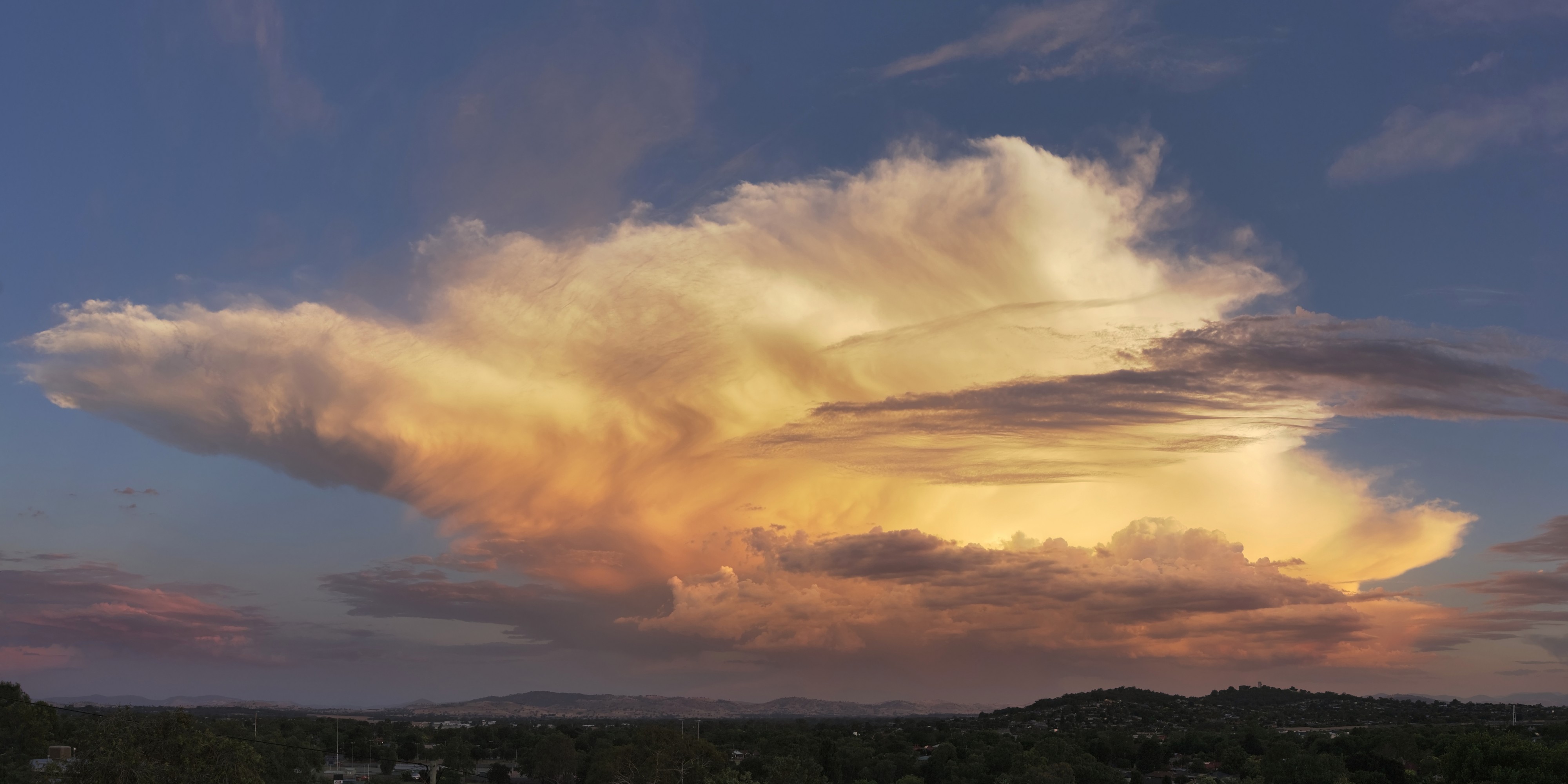 Cumulonimbus sunset panorama, Albury NSW Australia