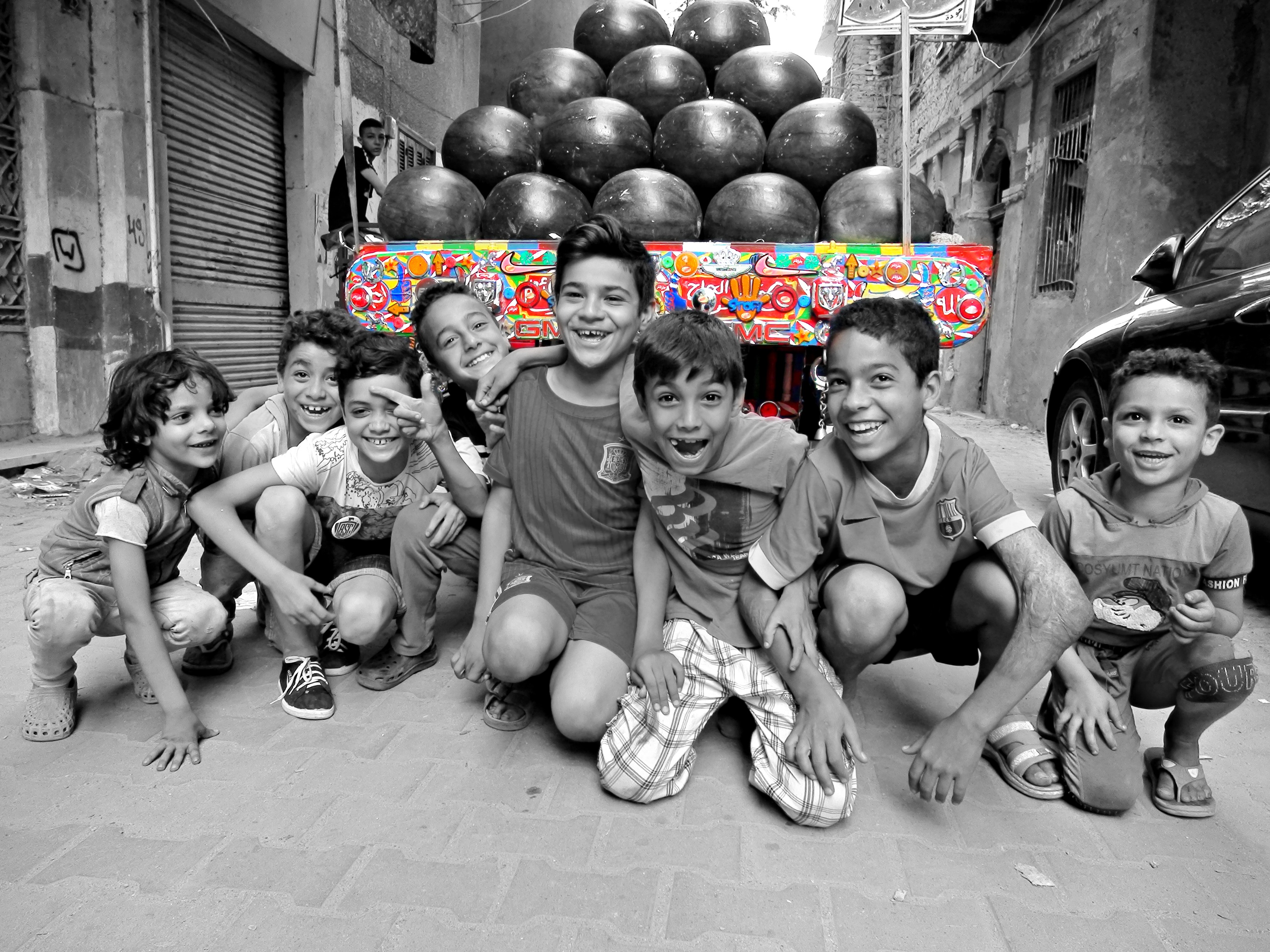 Boys happy with watermelon
