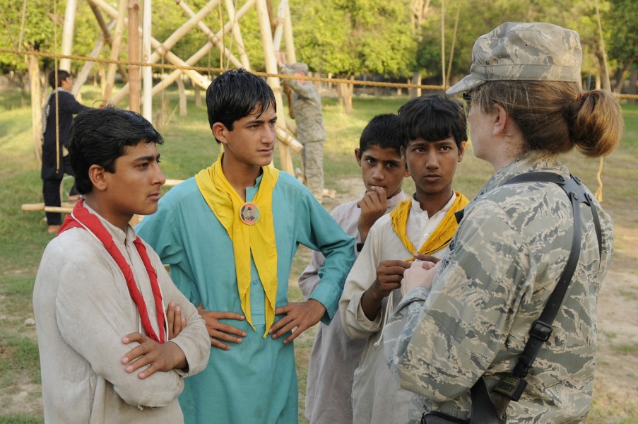 Afghan boy scouts with PRT Nangarhar officers DVIDS305785