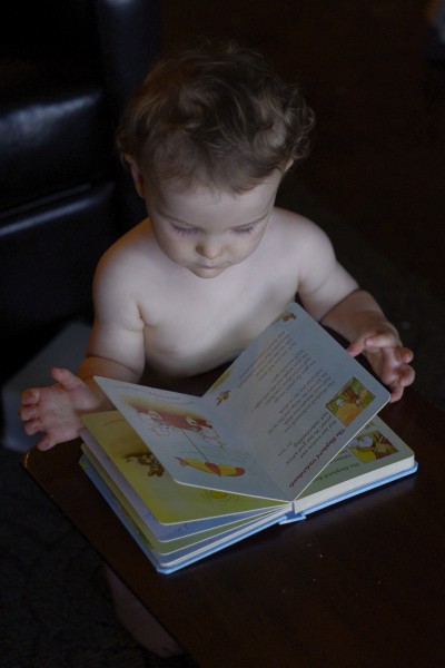 Little boy reading