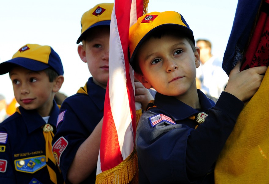 US Navy 081004-N-5345W-021 Cub Scouts prepare to parade the colors