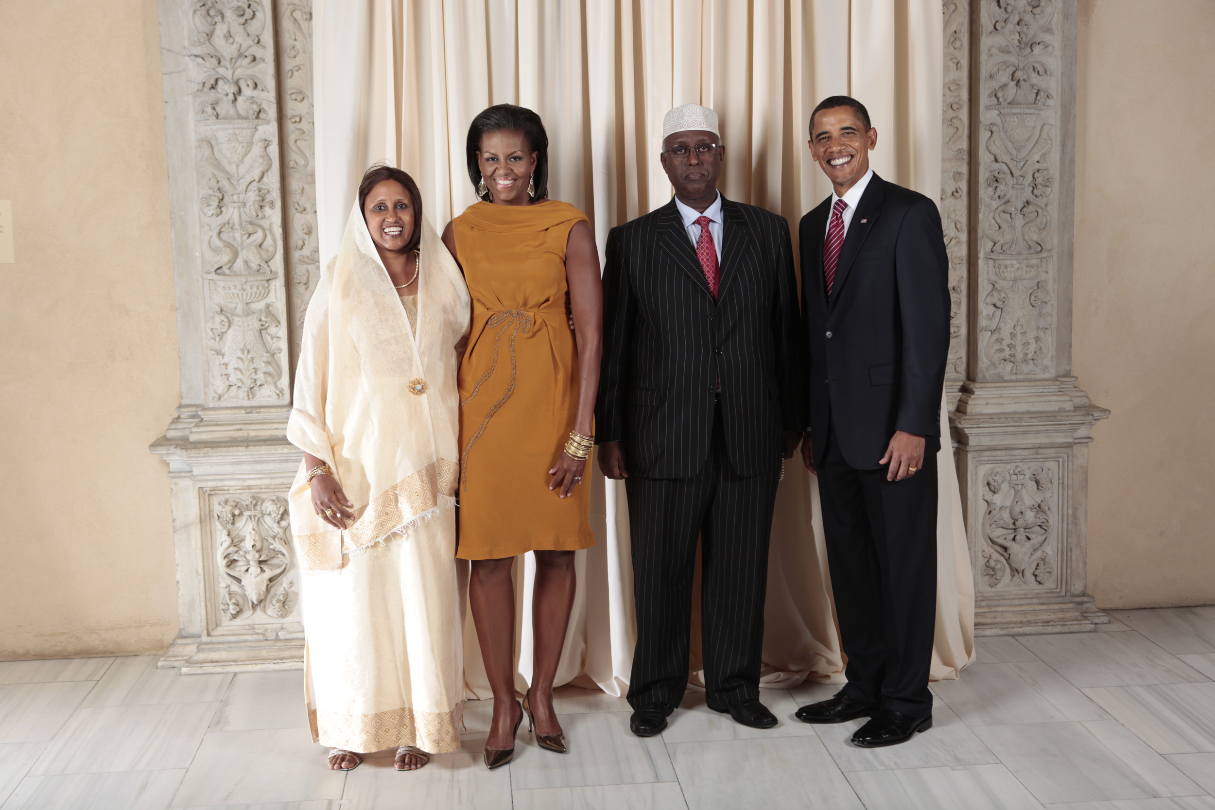 Ali Ahmed Jama Jangeli with Obamas