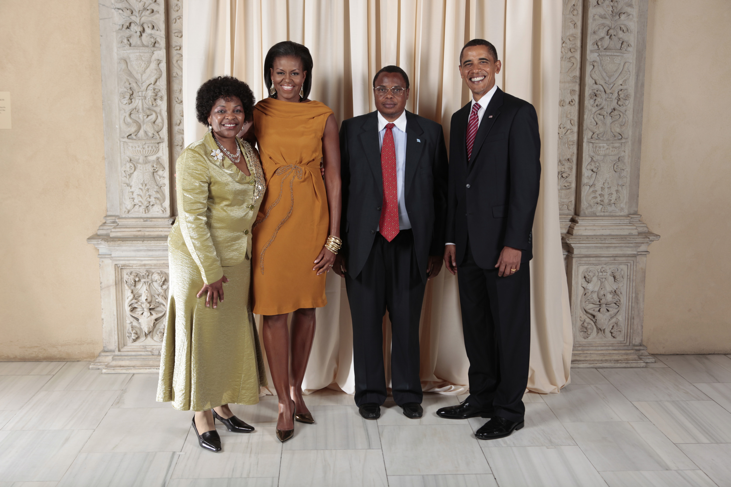 Charles T Ntwaagae with Obamas