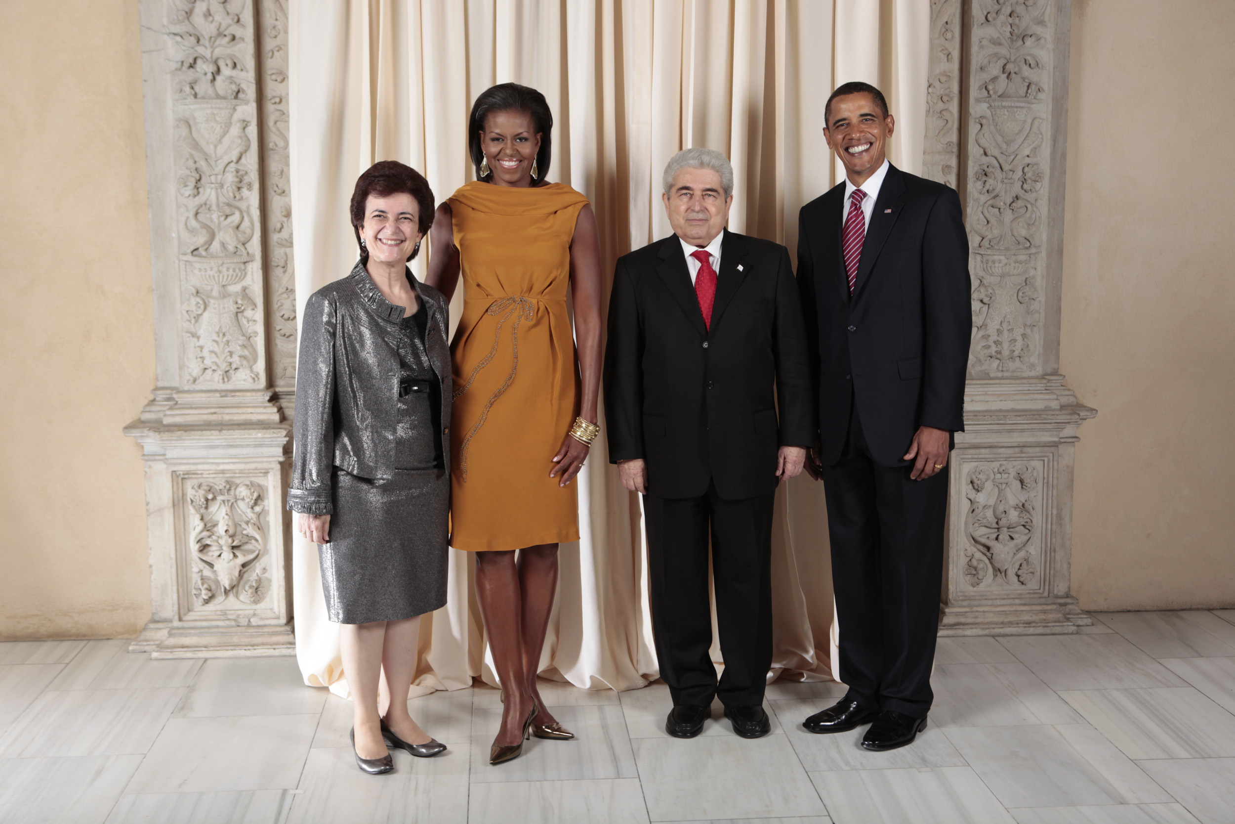 Demetris Christofias with Obamas