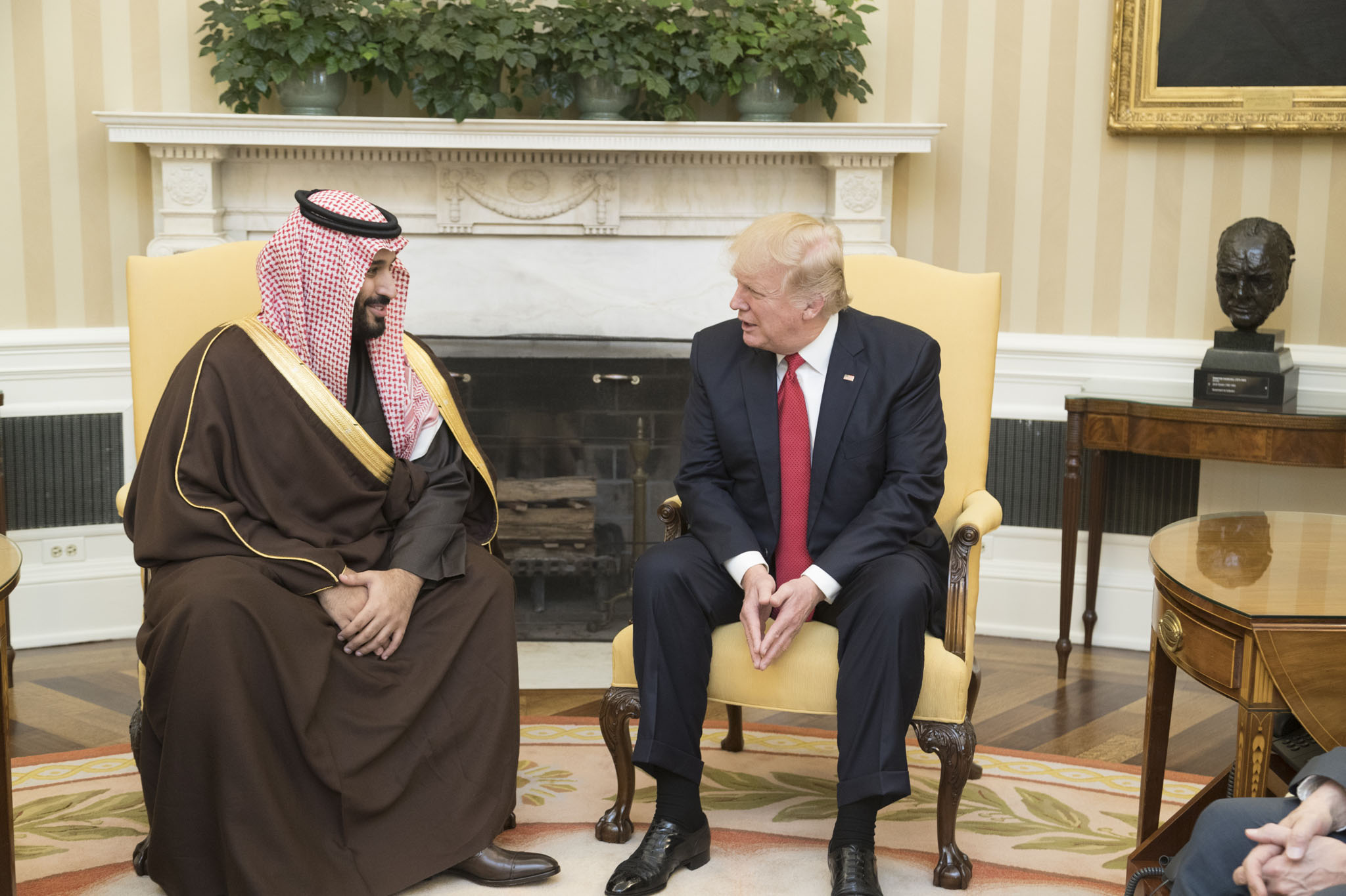 Donald Trump and Mohammad bin Salman Al Saud in the Oval Office, March 14, 2017