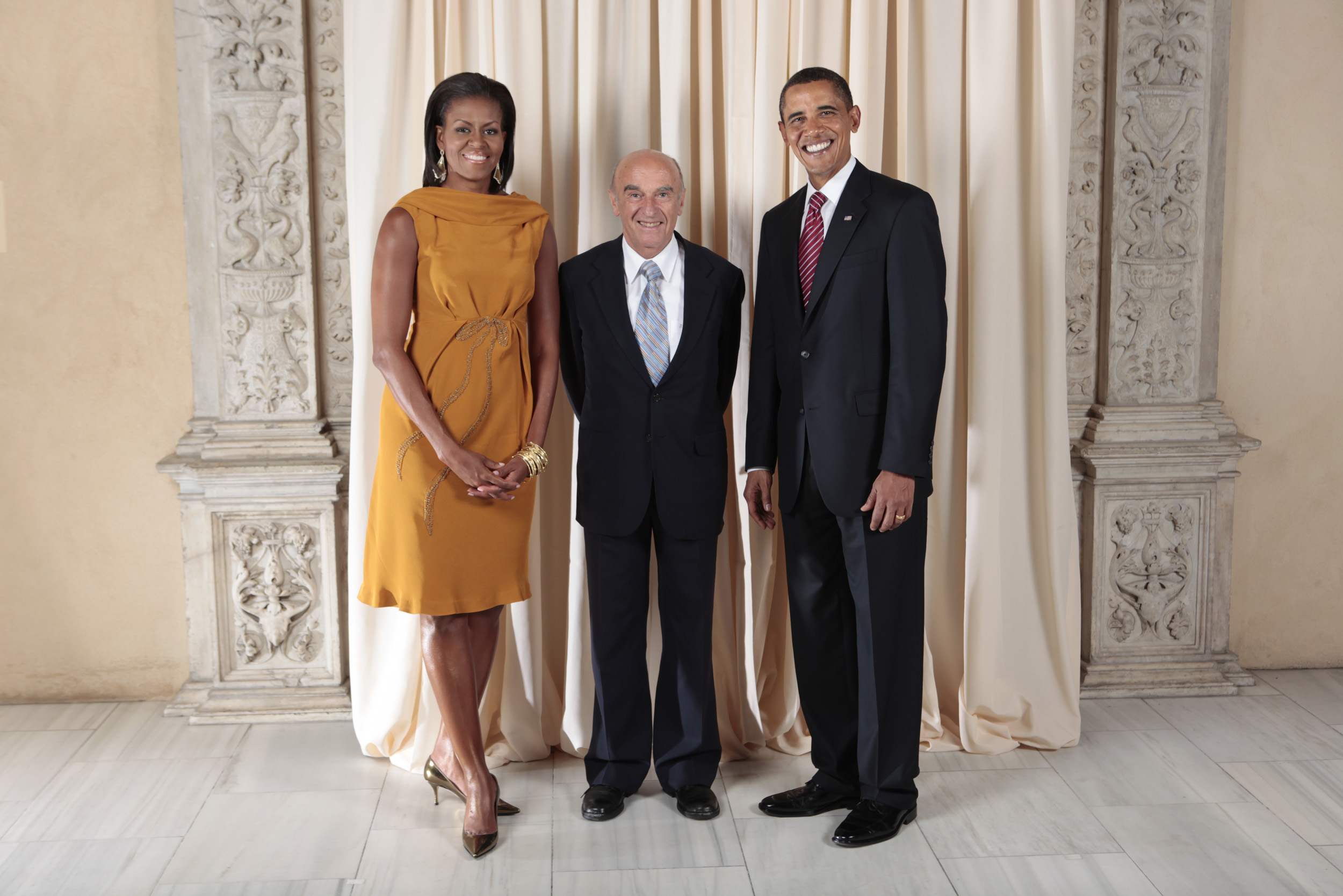Hans-Rudolf Merz with Obamas
