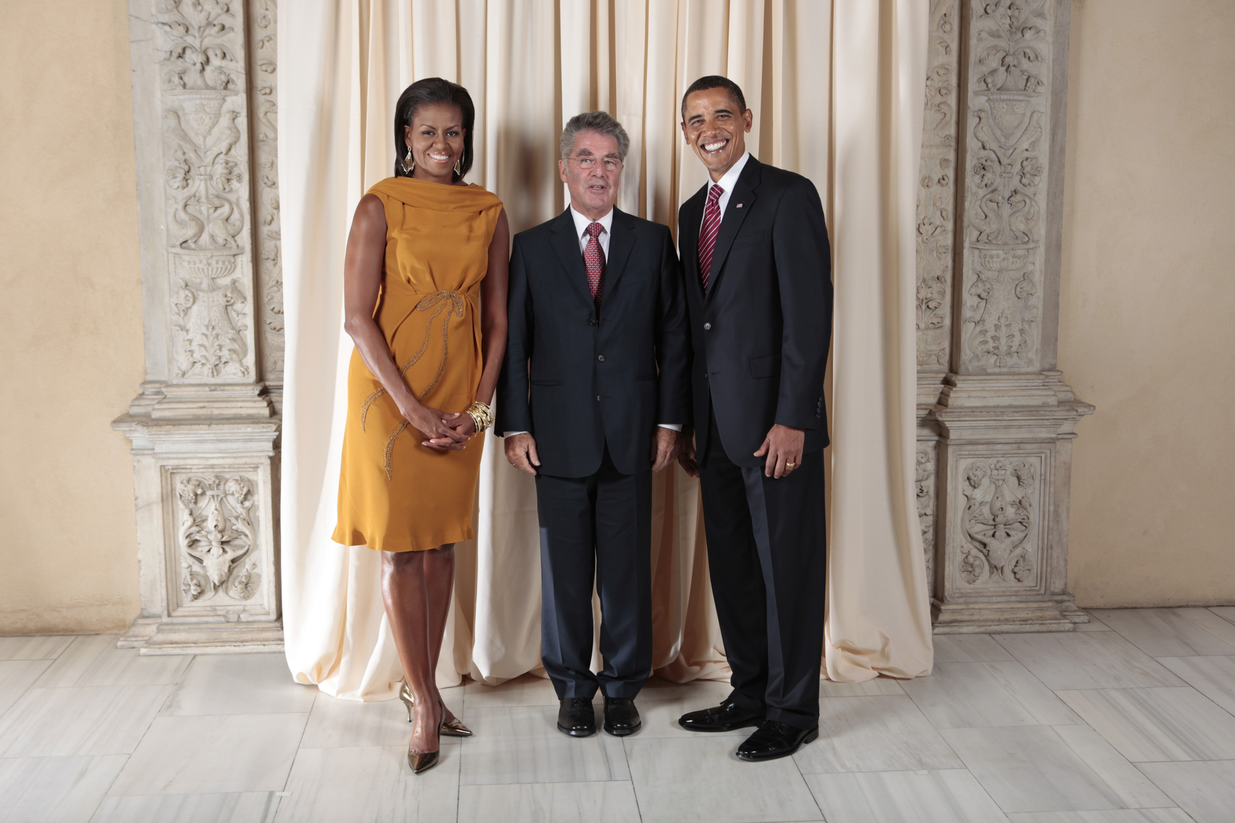 Heinz Fischer with Obamas