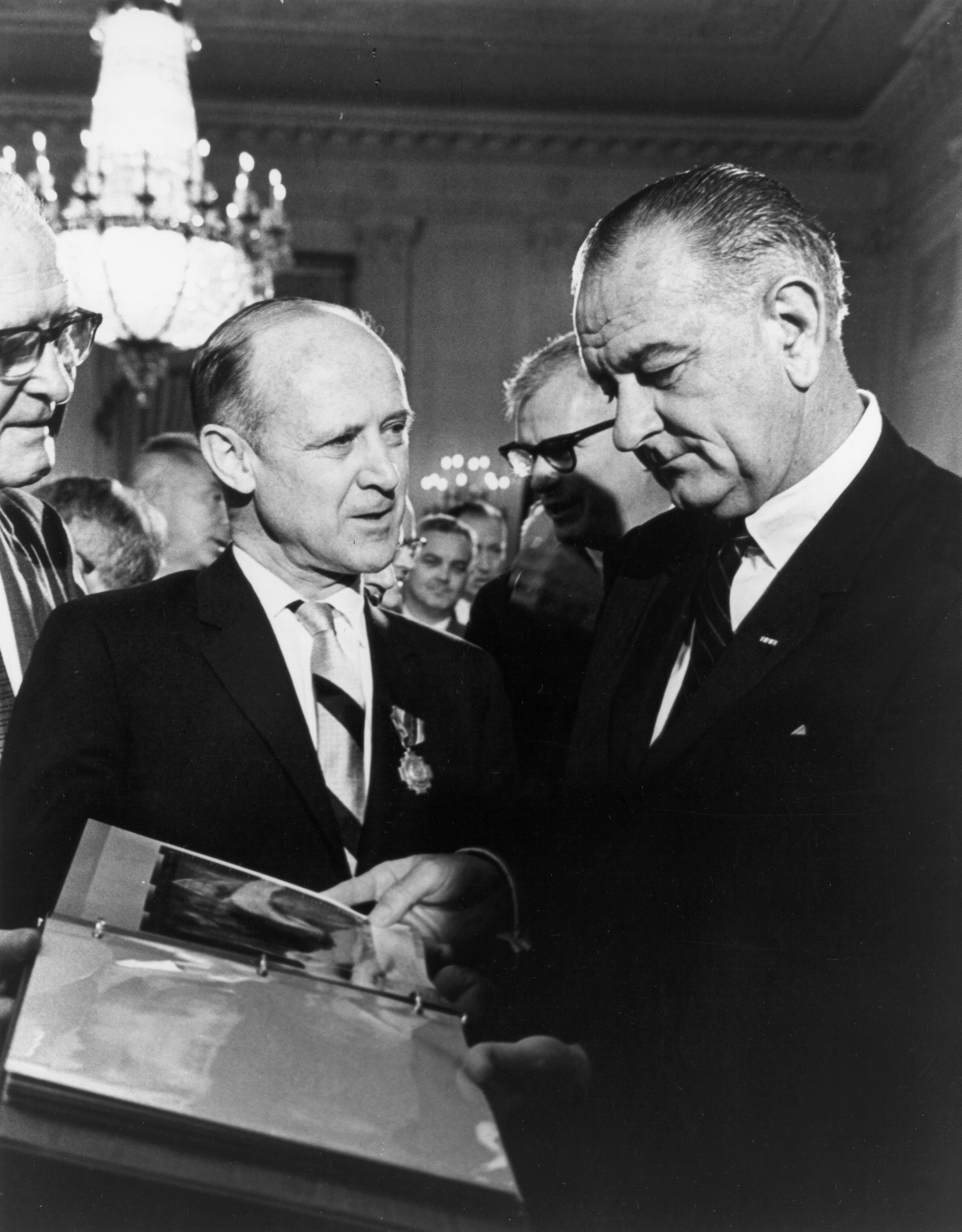 Mariner photos presented to President Johnson - GPN-2000-000480