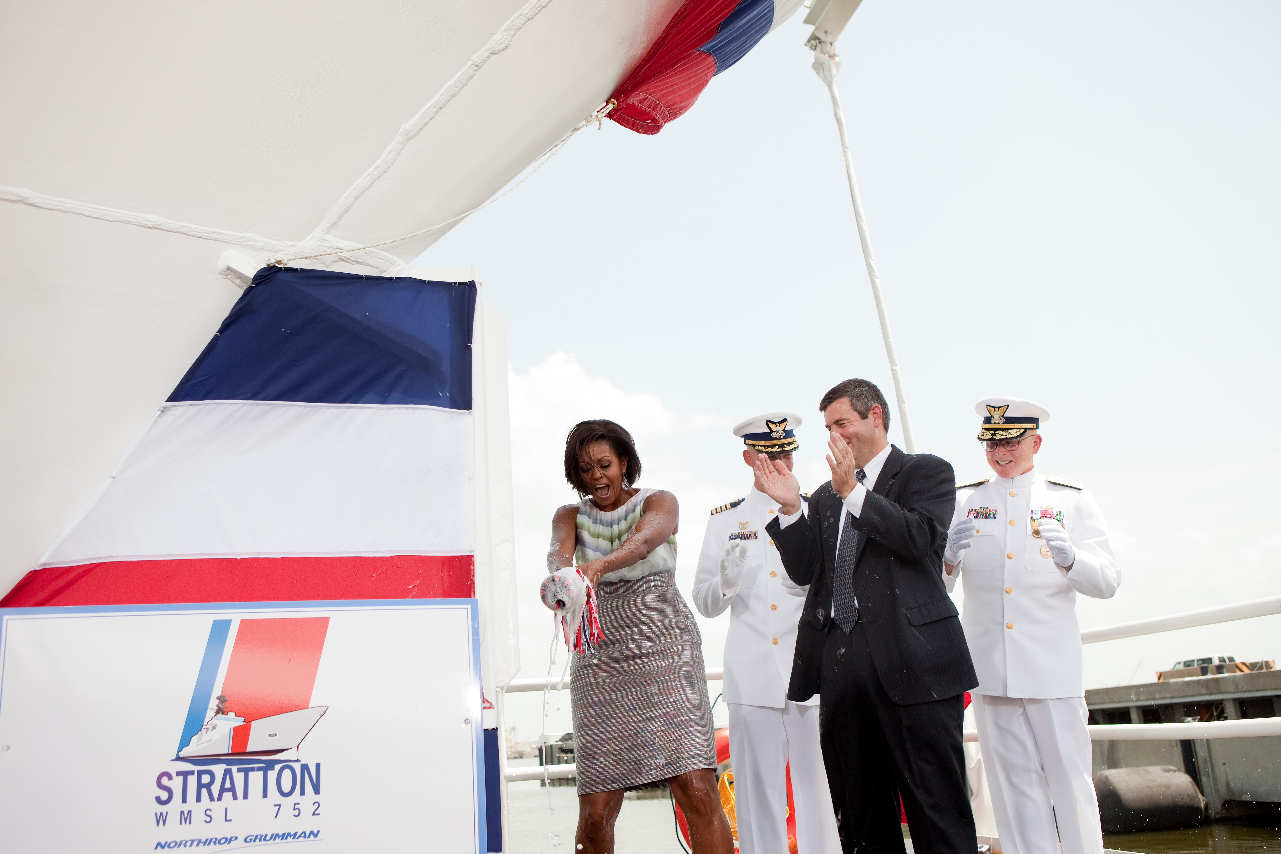 Michelle Obama christens the USCGC Stratton