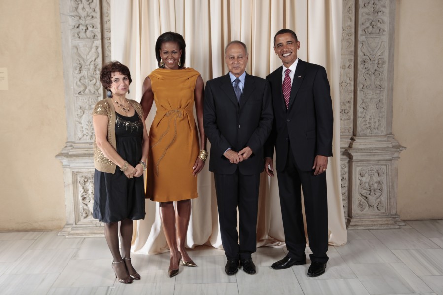 Ahmed Aboul Gheit with Obamas