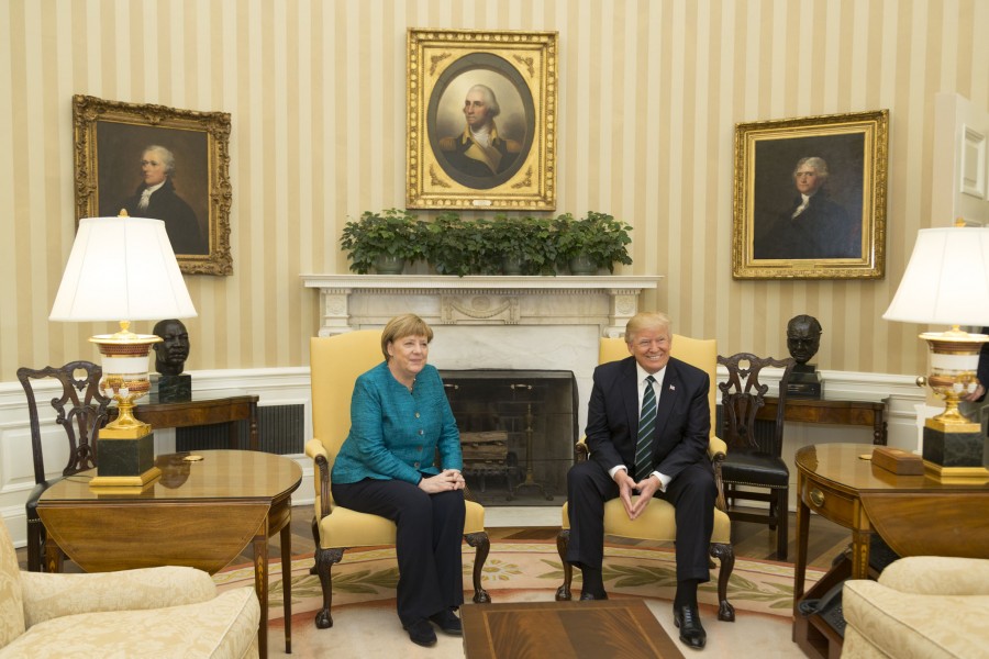 Angela Merkel and Donald Trump in the Oval Office, March 2017