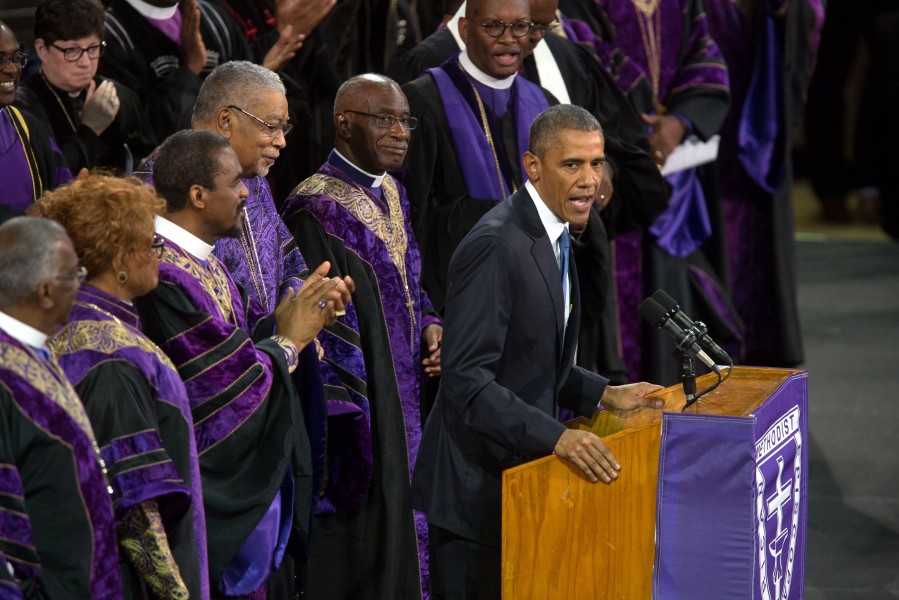 Barack Obama delivers the eulogy at the funeral of Reverend Clementa Pinckney 2015-06-26