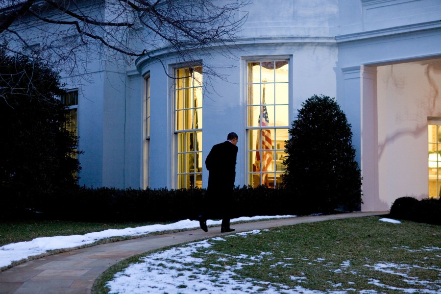 Barack Obama walks to the Oval Office, 2010