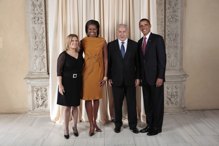 Benjamin Netanyahu with Obamas