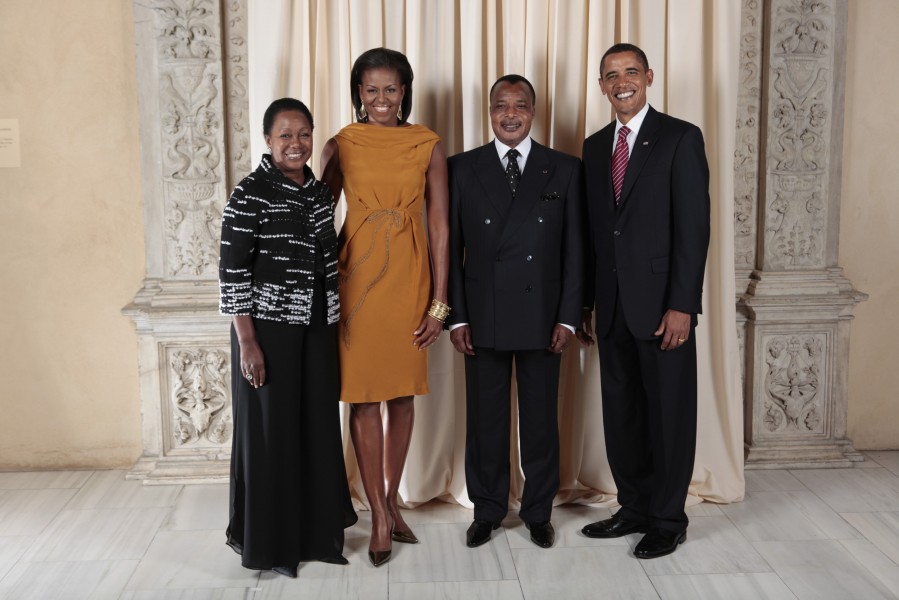 Denis Sassou-Nguesso with Obamas