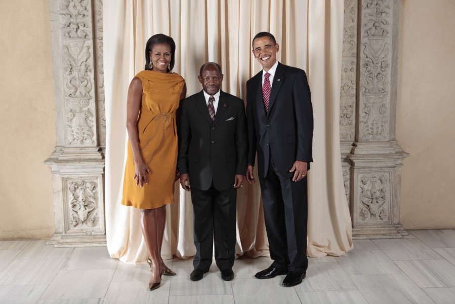 Denzil L Douglas with Obamas