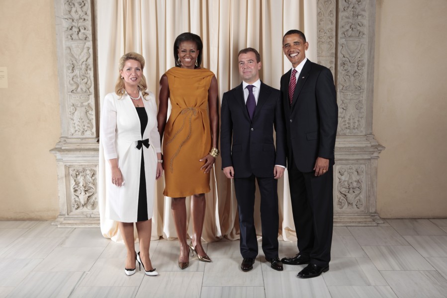 Dmitriy Medvedev with Obamas