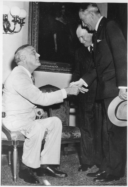 Franklin D. Roosevelt, Czechoslovakian Ambassador Vladimir Hurban and Czechoslovakian President E. Benes in... - NARA - 196061