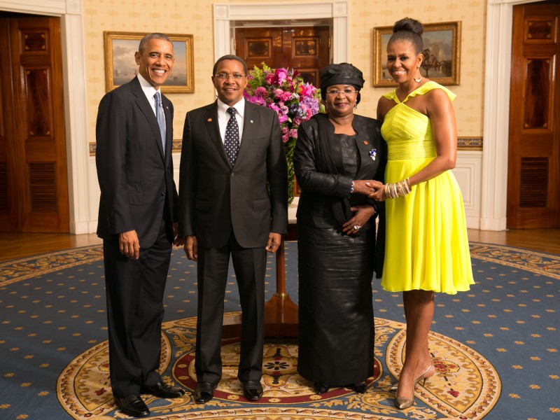 Jakaya Kikwete with Obamas 2014