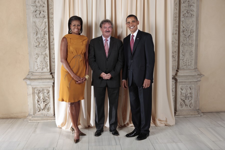 Jean Asselborn with Obamas